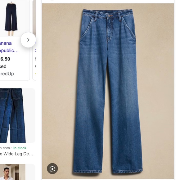Banana Republic Factory Denim - Factory Banana Republic NWOT Luxe High rise wide leg jeans, dark wash, 4 Petite